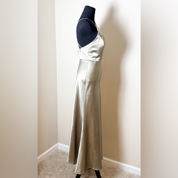 Jenny Yoo Collection Alessia satin high neck woman bridal back strap dress 4 - Picture 4 of 13